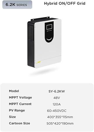 Solar Power Inverter 6200W 48V DC MPPT 120A with WiFi Controller 2 Solar Power Inverter 6200W 48V DC MPPT 120A with WiFi Controller - Image 2