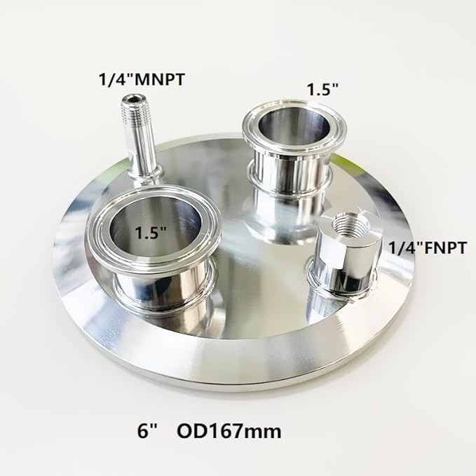6 Inch OD 167mm Tri Clamp Extraction Blind Plate with 2 Ferrule Clamps 2 6 Inch OD 167mm Tri Clamp Extraction Blind Plate with 2 Ferrule Clamps - Image 2
