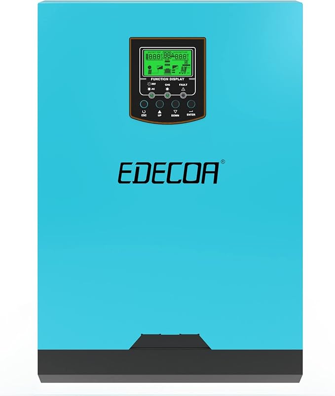 EDECOA 3000VA 24V Hybrid Inverter Off-Grid DC 24V to AC 110V120V with 50A Solar Contorller Pure Sine Wave Solar Inverter for RV Home Solar System (3KVA/2400W 24V PWM) EDECOA 3000VA 24V Hybrid Inverter Off-Grid DC 24V to AC 110V120V with 50A Solar Contorller Pure Sine Wave Solar Inverter for RV Home Solar System (3KVA/2400W 24V PWM)