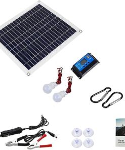 40W Solar Panel Kit Flexible Solar System with Battery Charger and LED