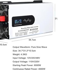 8000W Solar Pure Sine Wave Inverter with Remote Control LCD Display 2