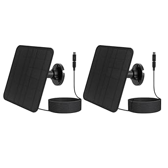 Black 2PCS 5V 20W Solar Panel Battery for Eufycam Wall Mount Charging 2 Black 2PCS 5V 20W Solar Panel Battery for Eufycam Wall Mount Charging - Image 2