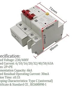 2P RCBO Residual Current Circuit Breaker with Overload Protection 2