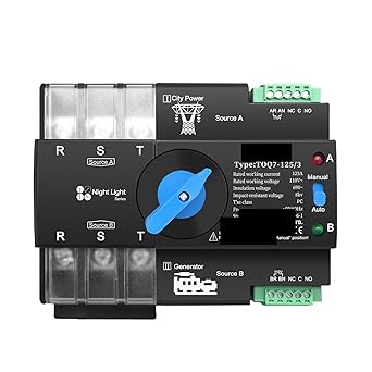3 Phase Automatic Transfer Switch 63A 100A Din Rail 110V 120V 3 Phase Automatic Transfer Switch 63A 100A Din Rail 110V 120V