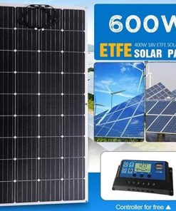 600W 18V Semi Flexible Solar Battery Kit,2Pcs 300W Ultralight Monocrystalline Camper Van Solar Panel Flexible Kit,with 40A Controller,for Caravans Campers Rv Car 2