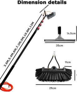 Extendable Window Cleaning Kit for Solar Panels – 35.4FT Telescopic Brush 2