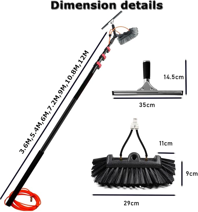 Extendable Window Cleaning Kit for Solar Panels – 35.4FT Telescopic Brush 2 Extendable Window Cleaning Kit for Solar Panels - 35.4FT Telescopic Brush - Image 2