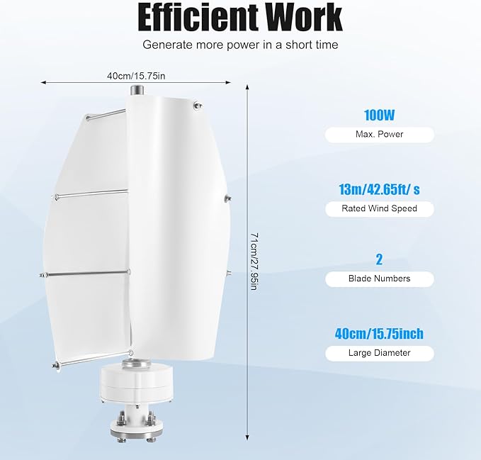 12V 500W Vertical Axis Wind Turbine Generator for Home and Business 2 12V 500W Vertical Axis Wind Turbine Generator for Home and Business - Image 2
