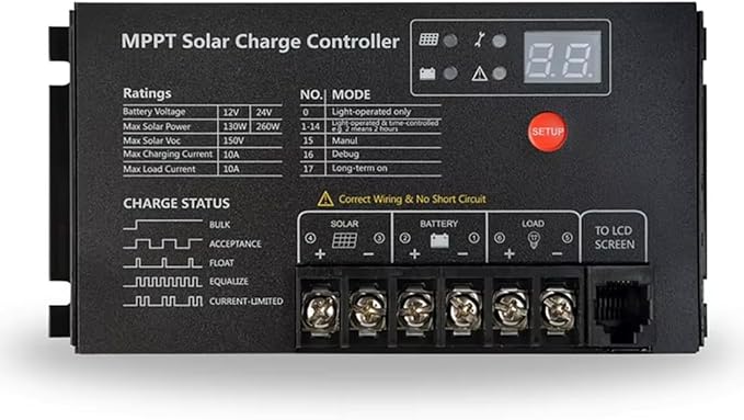 SRNE MT2410N10 MPPT Solar Charge Controller 12V 24V 10A MT Series SRNE MT2410N10 MPPT Solar Charge Controller 12V 24V 10A MT Series