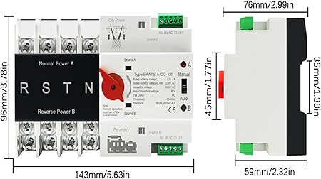 Din Rail 125A 4P AC 400V Automatic Transfer Switch for PV Inverter 2 Din Rail 125A 4P AC 400V Automatic Transfer Switch for PV Inverter - Image 2
