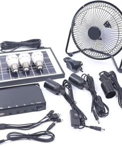 Solar Powered Lighting Fan Kit with 8 Inch Fan and 3 Bulbs