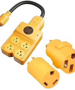 MECMO NEMA L14-30P Generator Adapter Cord 30A to 15A 20A RV 50A