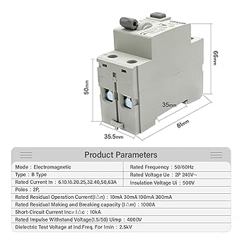 EV Charging Pile Type B RCCB RCD 63A 6KA Din Rail 2P 10/30/100/300mA 2 EV Charging Pile Type B RCCB RCD 63A 6KA Din Rail 2P 10/30/100/300mA - Image 2