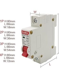 10pcs Mini Circuit Breaker MCB 400V 1-4 Pole 3A to 63A 35mm Din Rail 2
