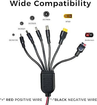 Universal 6-in-1 Adapter Kit with Anderson Xt60 Connectors 16AWG Cable 2 Universal 6-in-1 Adapter Kit with Anderson Xt60 Connectors 16AWG Cable - Image 2