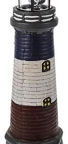 Solar Powered 15 Inch Tall Rotating Beacon Outdoor LED Lighthouse