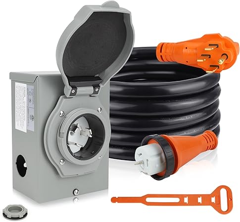 15FT 50 Amp Generator Cord and Power Inlet Box 125/250V NEMA 14-50P 15FT 50 Amp Generator Cord and Power Inlet Box 125/250V NEMA 14-50P