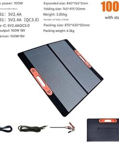 12V Foldable Solar Panel Charger Waterproof Kit for Camping 100W 2