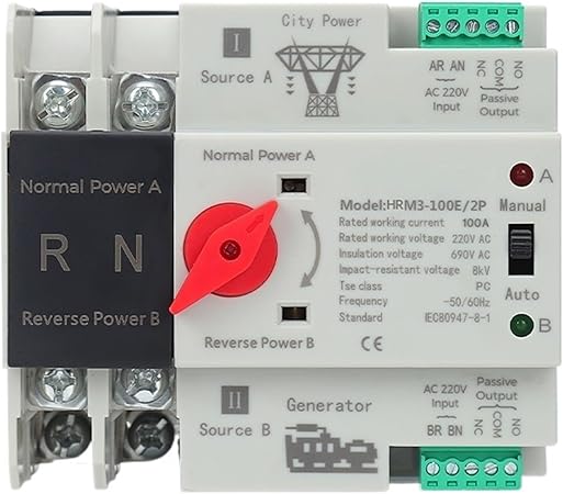 Dual Power Automatic Transfer Switch 220V 110V 2P 63A 100A 125A Dual Power Automatic Transfer Switch 220V 110V 2P 63A 100A 125A