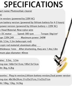 Double Head Solar Panel Cleaning Kit with Telescopic Rod and Brush 2