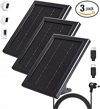 Solar Panel Charger for Ring Cameras with 16.4ft Cable, 3 Pack Solar Panel Charger for Ring Cameras with 16.4ft Cable, 3 Pack