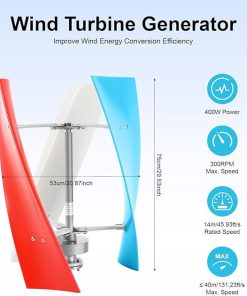450W 12V 24V Vertical Axis Wind Turbine Generator with MPPT Controller 2
