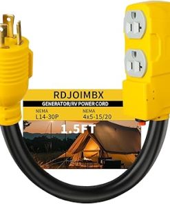 30 Amp to 20 Amp Generator Adapter Power Cord 1.5FT ETL Listed
