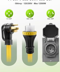 50 Amp Generator Cord 50FT with Power Inlet Box NEMA 14-50P 2