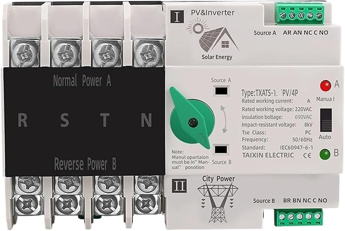 DIN Rail ATS Photovoltaic Inverter Dual Power Transfer Switch 63A 100A DIN Rail ATS Photovoltaic Inverter Dual Power Transfer Switch 63A 100A