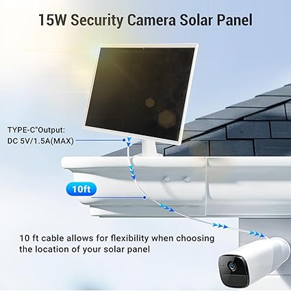 15W Solar Panel Charger for Security Cameras with 10ft Cable 2 15W Solar Panel Charger for Security Cameras with 10ft Cable - Image 2