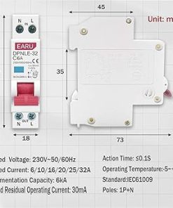 Mini 230V 50/60Hz 1P+N RCBO 6KA Residual Current Circuit Breaker 2