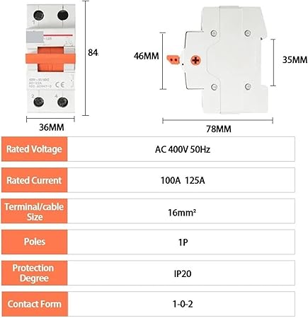 125A Manual Transfer Switch 3 Position 1P AC 100A 400V Interlock 2 125A Manual Transfer Switch 3 Position 1P AC 100A 400V Interlock - Image 2