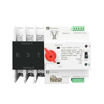 3 Phase Automatic Transfer Switch 63A 100A 125A Din Rail Selector 3 Phase Automatic Transfer Switch 63A 100A 125A Din Rail Selector