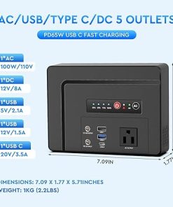 Powkey 100W Portable Power Station with USB Light for Camping 2