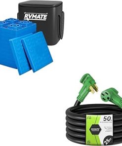 RVMATE RV Leveling Blocks 12 Pack and 50 Amp 25 Feet Extension Cord