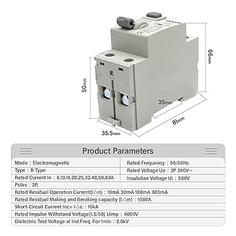 2P Electric Vehicle DC RCCB 63A 6KA Type B Earth Leakage Breaker 2 2P Electric Vehicle DC RCCB 63A 6KA Type B Earth Leakage Breaker - Image 2