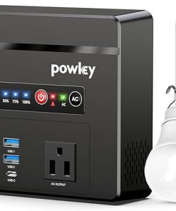 Powkey 100W Portable Power Station with USB Light for Camping