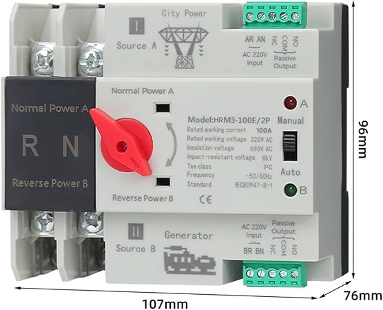 Dual Power Automatic Transfer Switch 220V 110V 2P 63A 100A 125A 2 Dual Power Automatic Transfer Switch 220V 110V 2P 63A 100A 125A - Image 2