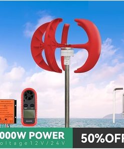 Vertical Wind Turbine Generator 1000W 5 Blades MPPT Controller Green 2