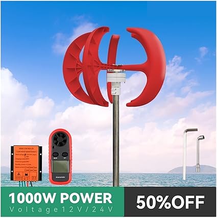 Vertical Wind Turbine Generator 1000W 5 Blades MPPT Controller Green 2 Vertical Wind Turbine Generator 1000W 5 Blades MPPT Controller Green - Image 2