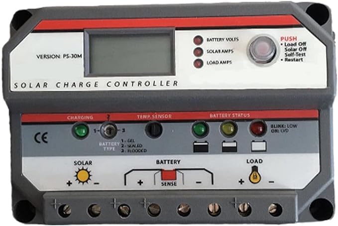 Solar Charge Controller PS30M 30A Intelligent PWM with LCD Display Solar Charge Controller PS30M 30A Intelligent PWM with LCD Display