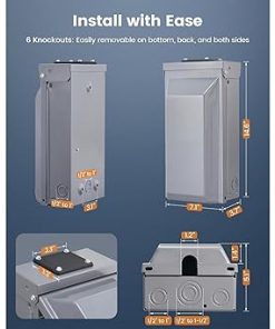 30 Amp Generator Power Outlet Box Rainproof Stainless Steel Cover 2