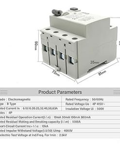 EV Charging Pile RCCB Type B 63A 30mA 4P Din Rail Earth Leakage 2