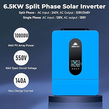 SUNGOLDPOWER 6500W 48V Solar Inverter with Dual MPPT and WiFi 2 SUNGOLDPOWER 6500W 48V Solar Inverter with Dual MPPT and WiFi - Image 2