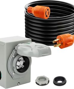 30 Amp 25 Feet Generator Cord with Pre-Drilled Power Inlet Box
