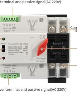 Single Phase AC 220V Dual Power Automatic Transfer Switch 100A 2
