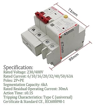 5pcs 6A 2P RCBO RCCB Circuit Breaker with Overload and Leakage Protection 2 5pcs 6A 2P RCBO RCCB Circuit Breaker with Overload and Leakage Protection - Image 2