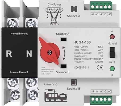 Dual Power Automatic Transfer Switch 230V Din Rail Uninterrupted 63A 100A 125A Dual Power Automatic Transfer Switch 230V Din Rail Uninterrupted 63A 100A 125A