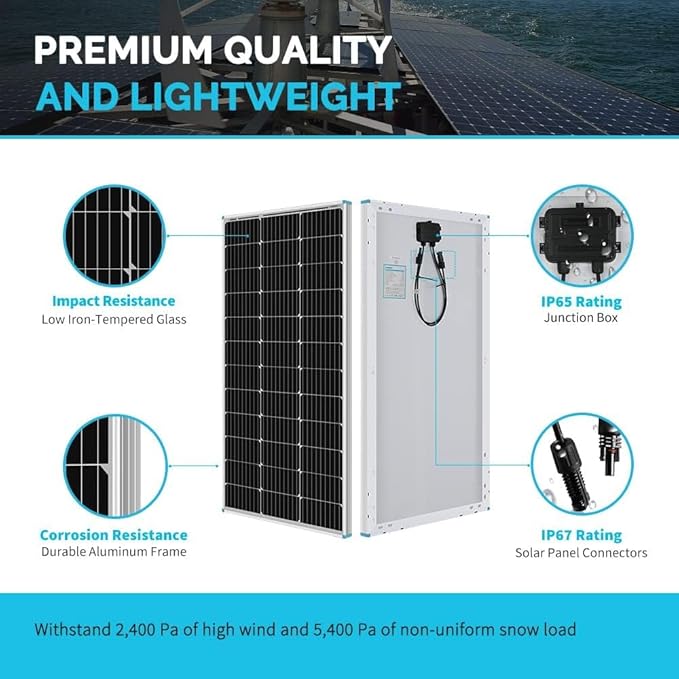 200W 12V Monocrystalline Solar Panel Kit for RVs and Off-Grid 2 200W 12V Monocrystalline Solar Panel Kit for RVs and Off-Grid - Image 2