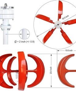 600W Lantern Wind Turbine Generator 5-Blade Vertical Axis 12/24V 2